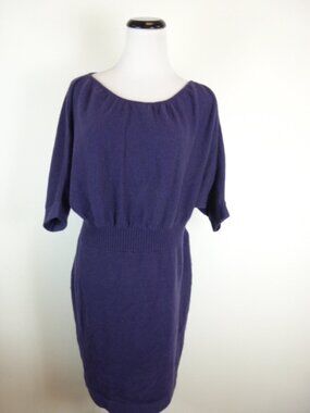 QI Cashmere purple sweater dress dolman sleeve L